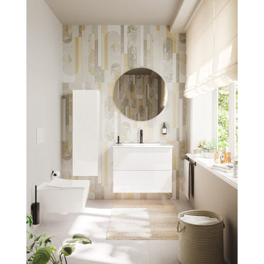VitrA Metropole Pure Lavabo Dolabı, 2 Çekmeceli, Etajerli Lavabolu, 80 cm, Parlak Beyaz,67336 - 8