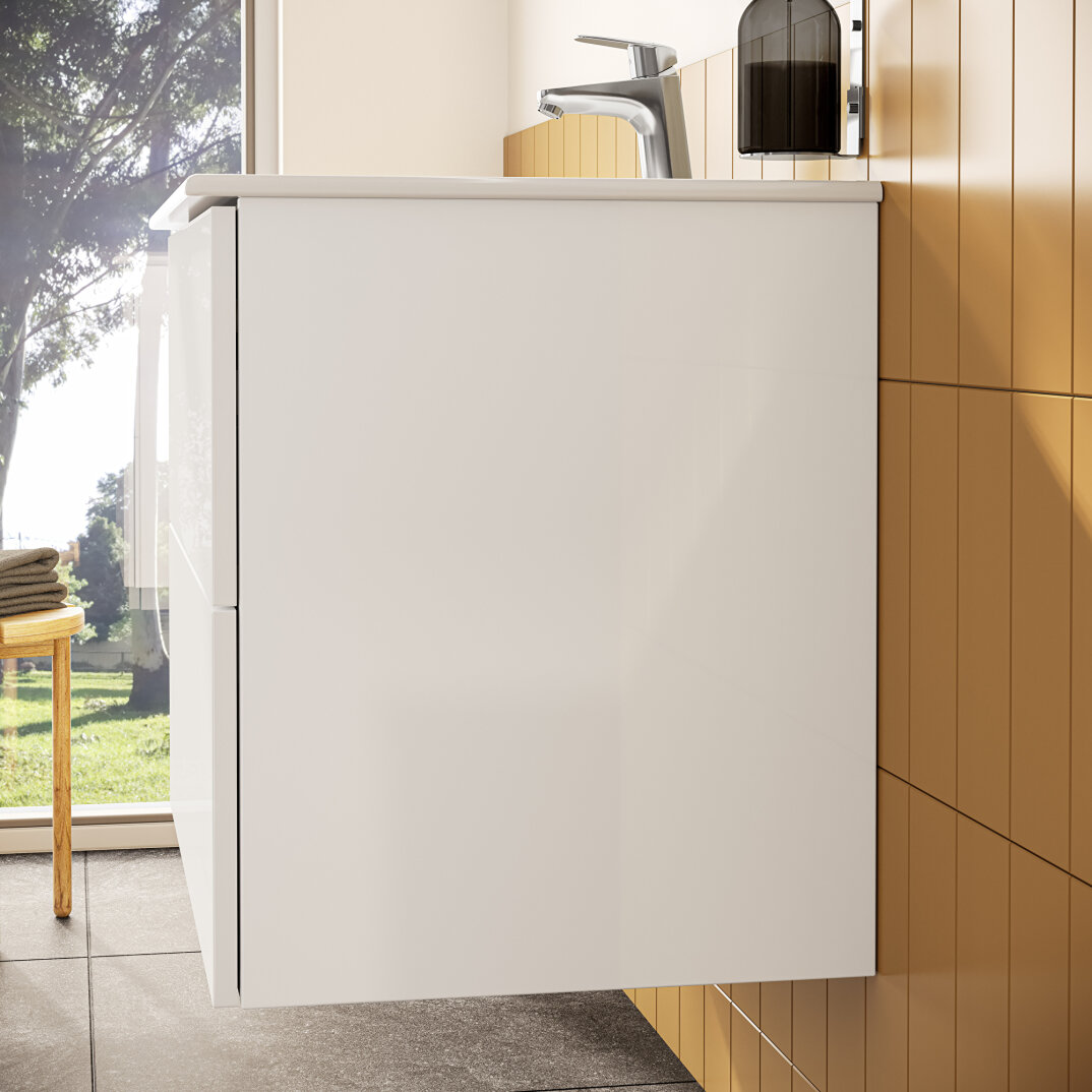 VitrA Metropole Pure Lavabo Dolabı, 2 Çekmeceli, Etajerli Lavabolu, 80 cm, Parlak Beyaz,67336 - 14