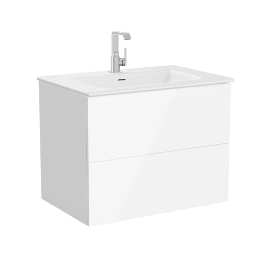 VitrA Metropole Pure Lavabo Dolabı, 2 Çekmeceli, Etajerli Lavabolu, 80 cm, Parlak Beyaz,67336