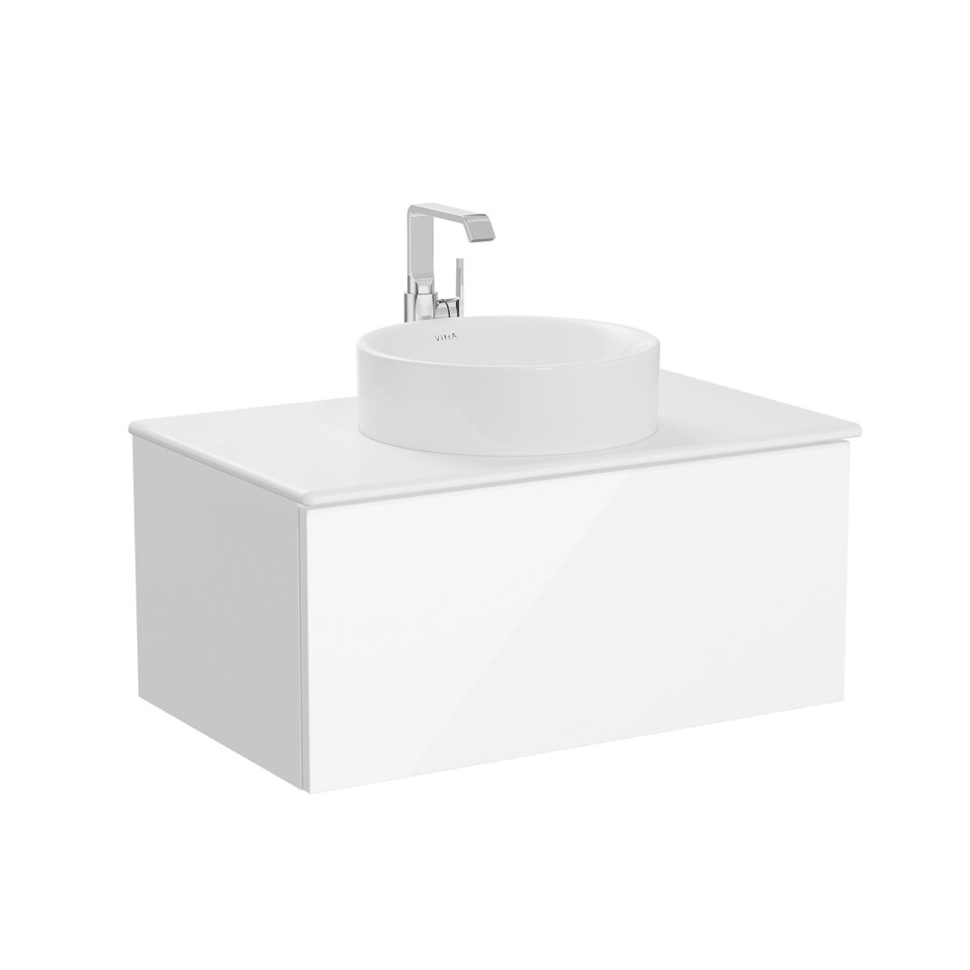 VitrA Metropole Pure Lavabo Dolabı, Tek Çekmeceli, Çanak Lavabolu-Seramik Tezgahlı, 80 cm, Parlak Beyaz,67339 - 2