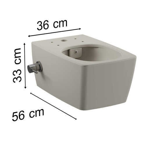 VitrA Metropole Rim-ex Kanalsız Asma Klozet, 56 cm, Mat Bej, 7672B020-0559 - 3