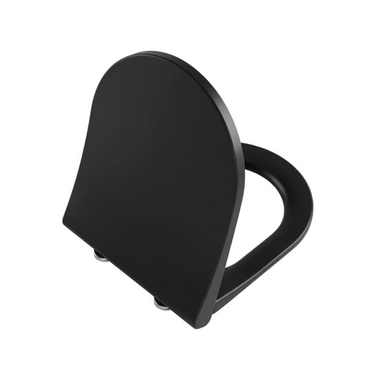 VitrA Metropole Round Slim Yavaş Kapanır Klozet Kapağı, Kolay Sökülebilir, Tek Kat Görünümlü, Mat Siyah, 231-483R009
