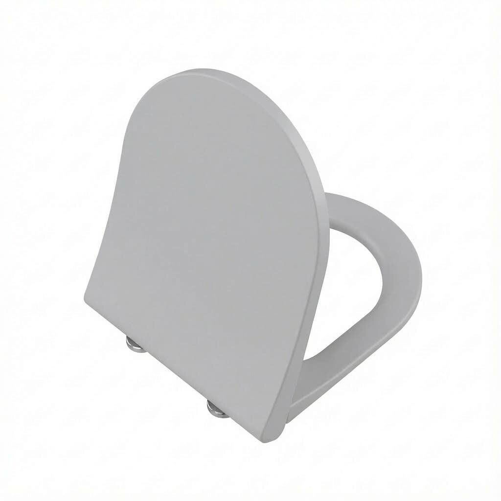 VitrA Metropole Round Slim Yavaş Kapanır Klozet Kapağı, Kolay Sökülebilir, Tek Kat Görünümlü, Mat Taş Gri, 231-476R009 - 1