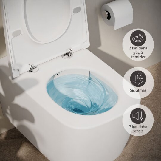 VitrA Metropole Square QuantumFlush Kanalsız Asma Klozet, 56 cm, Mat Beyaz, 7906B401-0090 - 4