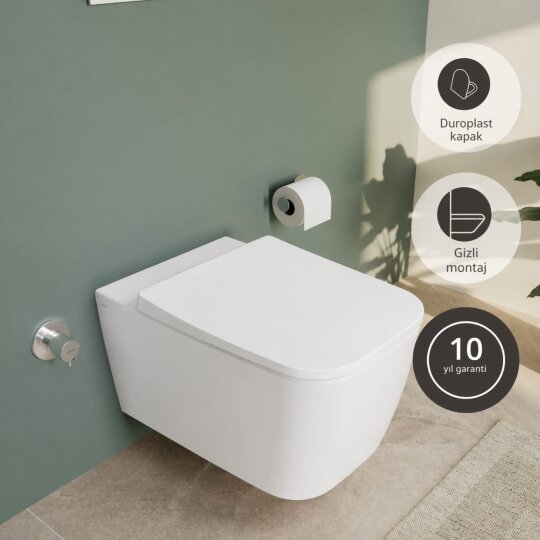 VitrA Metropole Square QuantumFlush Kanalsız Asma Klozet, 56 cm, Mat Beyaz, 7906B401-0090 - 5