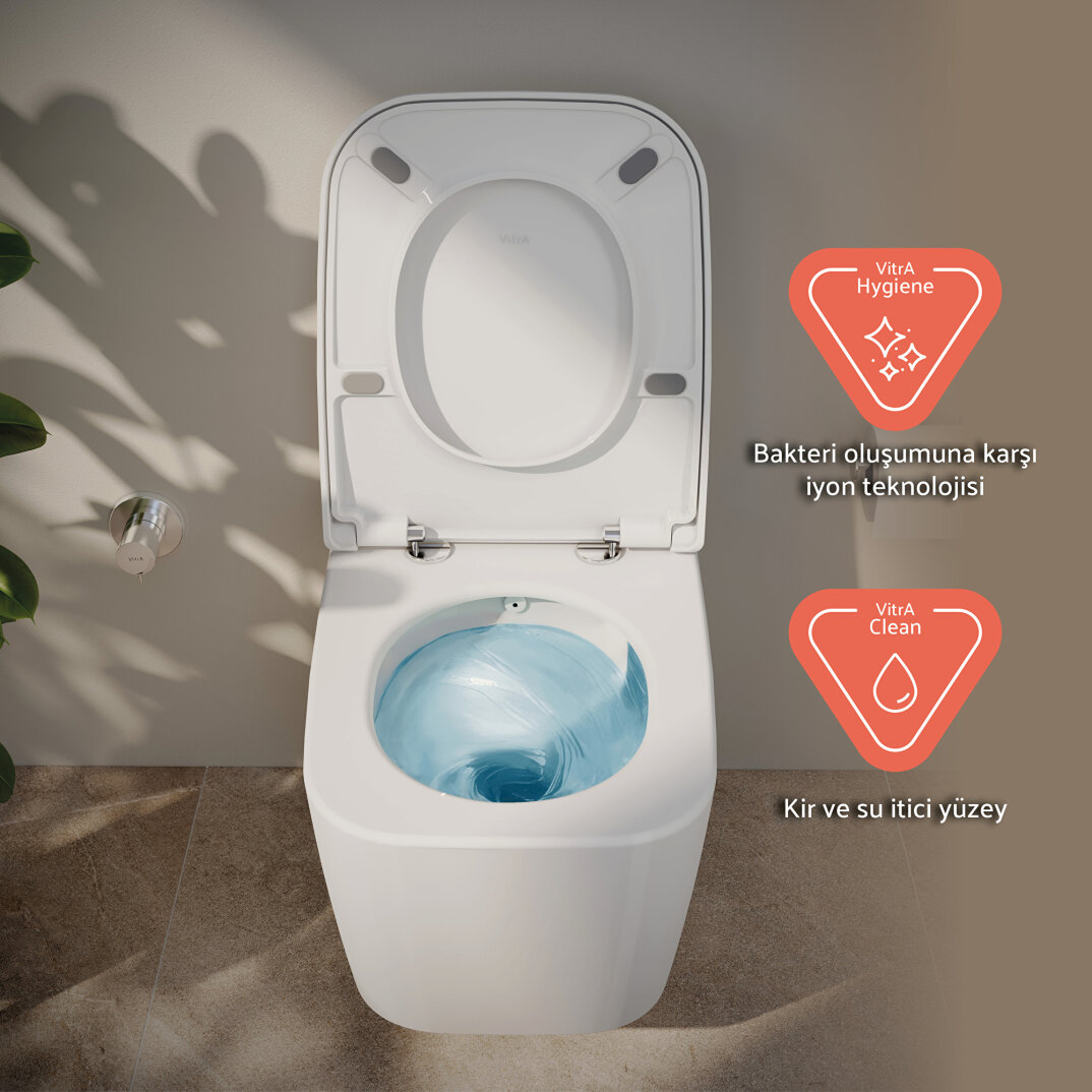 VitrA Metropole Square QuantumFlush Kanalsız Duvara Tam Dayalı Yerden Tek Klozet, 56 cm, 7907B403-0090 - 11
