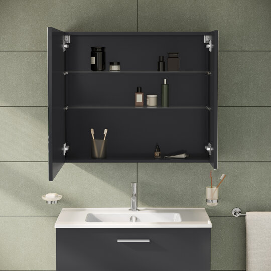 Vitra Mia Asimetrik Dolaplı Ayna, 80 cm, Parlak Antrasit 67705 - 7