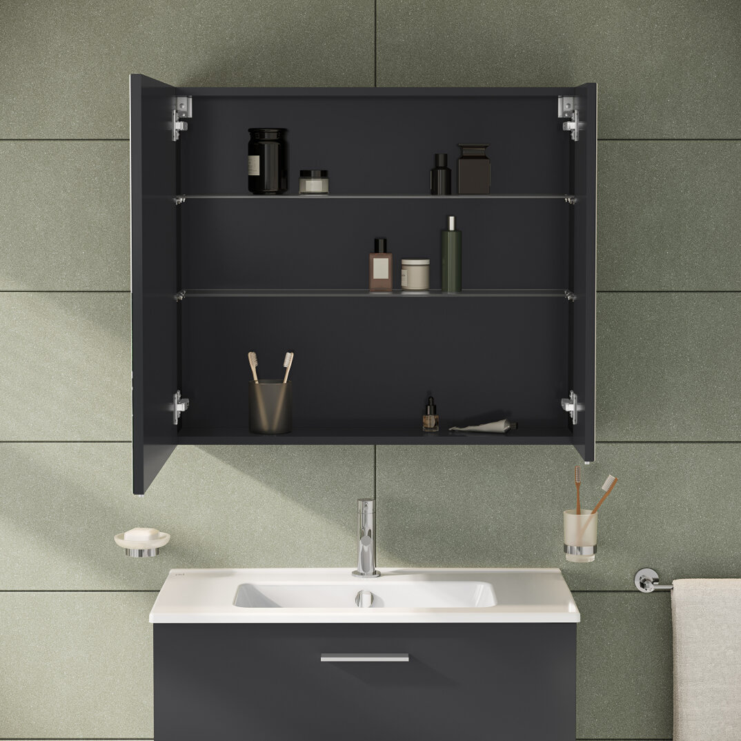 Vitra Mia Asimetrik Dolaplı Ayna, 80 cm, Parlak Antrasit 67705 - 7