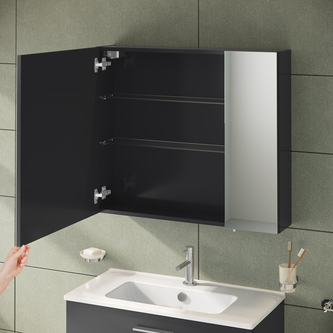 Vitra Mia Asimetrik Dolaplı Ayna, 80 cm, Parlak Antrasit 67705 - 8