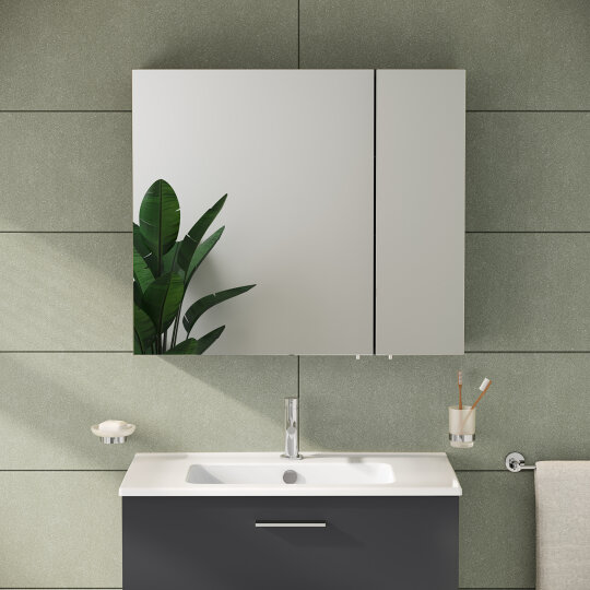 Vitra Mia Asimetrik Dolaplı Ayna, 80 cm, Parlak Antrasit 67705 - 9