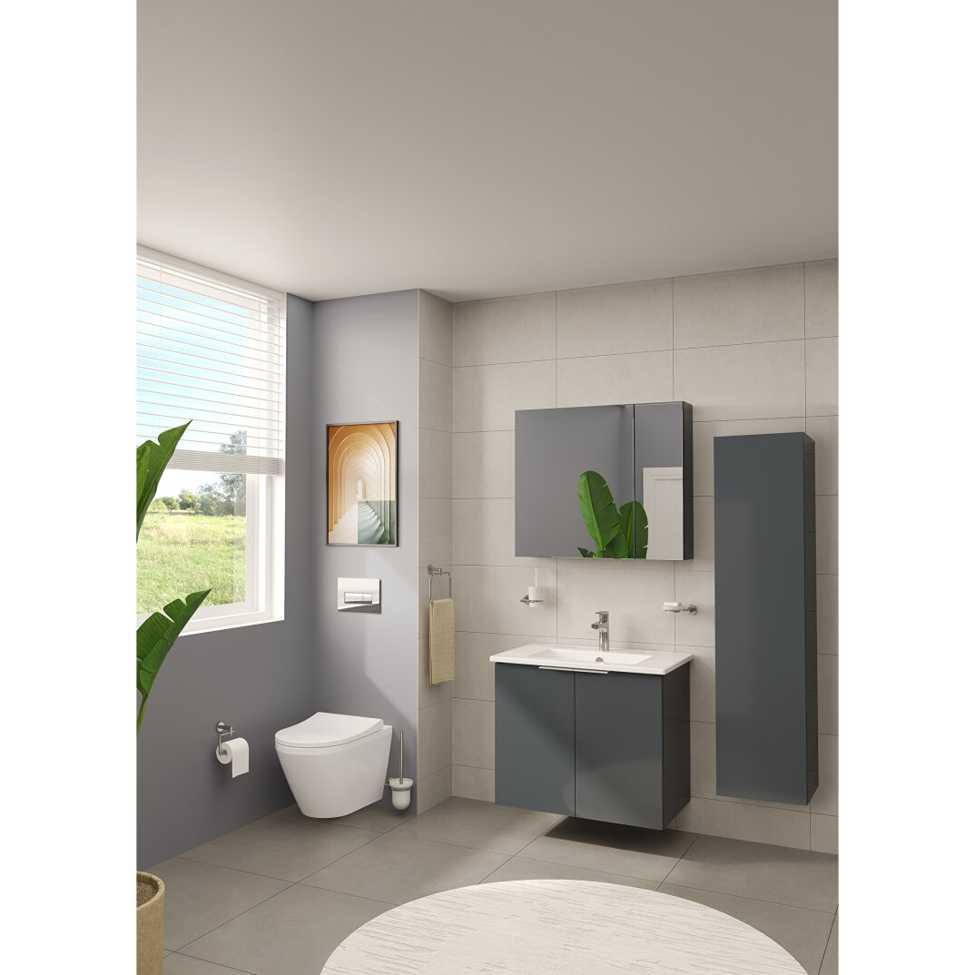 Vitra Mia Asimetrik Dolaplı Ayna, 80 cm, Parlak Antrasit 67705 - 10
