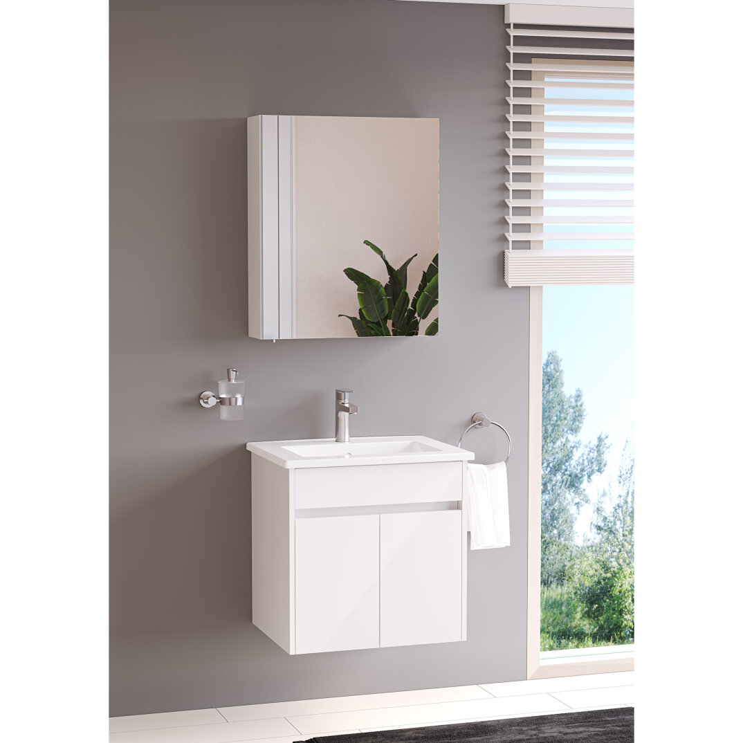 VitrA Mia Asimetrik Dolaplı Ayna (Sağ), 60 cm, Parlak Beyaz, 67701 - 4