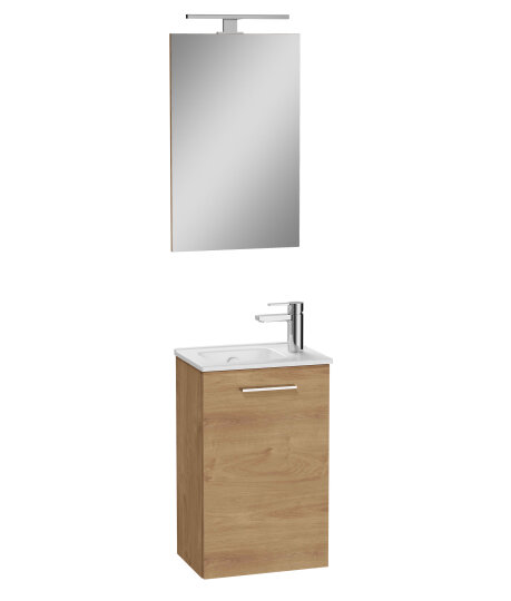 VitrA Mia Demonte Set, 40 cm, Kapaklı, (Lavabo Dolabı, Aydınlatmalı Ayna), Altın Meşe,69565