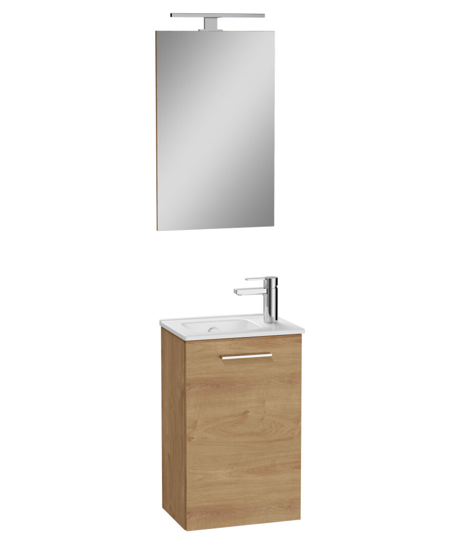 VitrA Mia Demonte Set, 40 cm, Kapaklı, (Lavabo Dolabı, Aydınlatmalı Ayna), Altın Meşe,69565 - 1