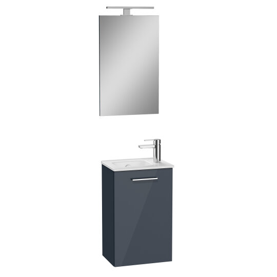 VitrA Mia Demonte Set, 40 cm, Kapaklı, (Lavabo Dolabı, Aydınlatmalı Ayna), Parlak Antrasit,69582 - 6