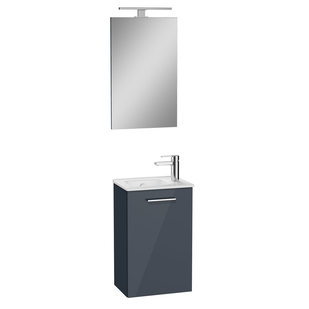VitrA Mia Demonte Set, 40 cm, Kapaklı, (Lavabo Dolabı, Aydınlatmalı Ayna), Parlak Antrasit,69582 - 6