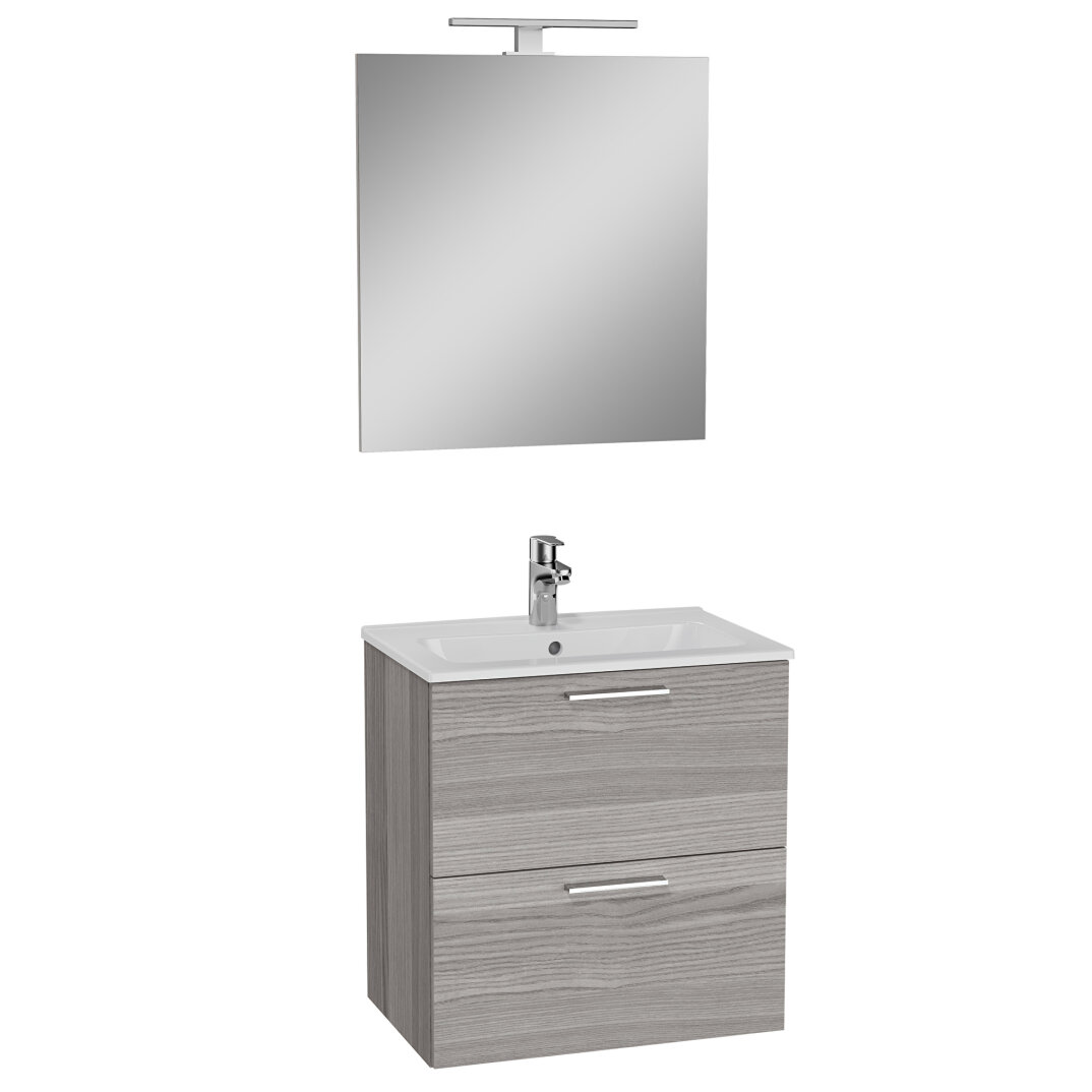 VitrA Mia Demonte Set, 60 cm, Çekmeceli, (Lavabo Dolabı, Aydınlatmalı Ayna), Cordoba,75103 - 6