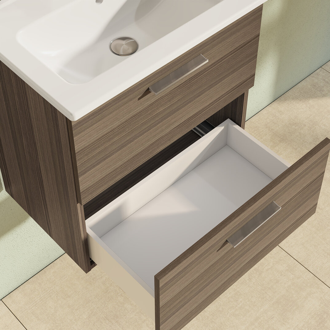 VitrA Mia Demonte Set, 60 cm, Çekmeceli, (Lavabo Dolabı, Aydınlatmalı Ayna), Cordoba,75103 - 8