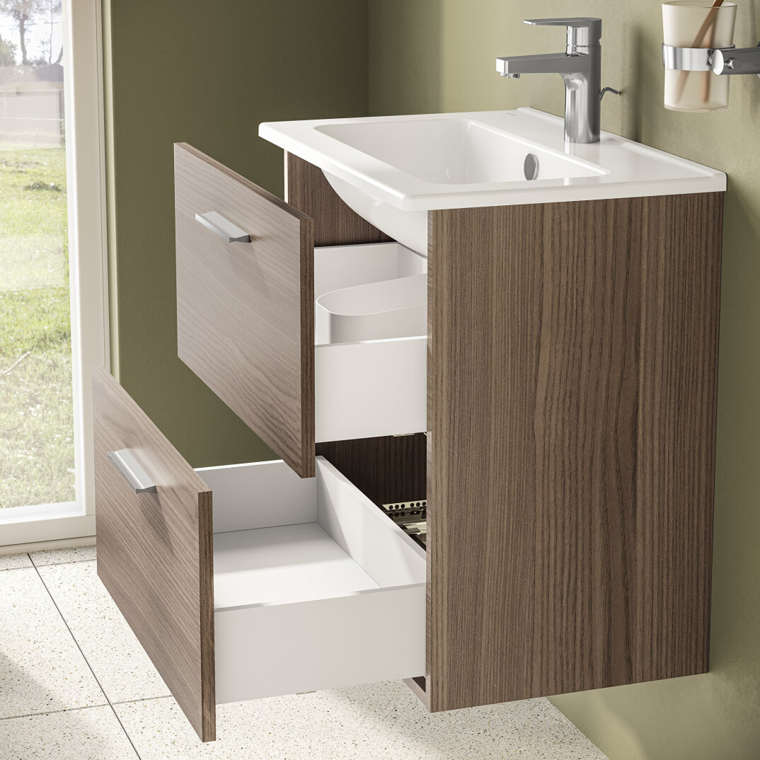 VitrA Mia Demonte Set, 60 cm, Çekmeceli, (Lavabo Dolabı, Aydınlatmalı Ayna), Cordoba,75103 - 9
