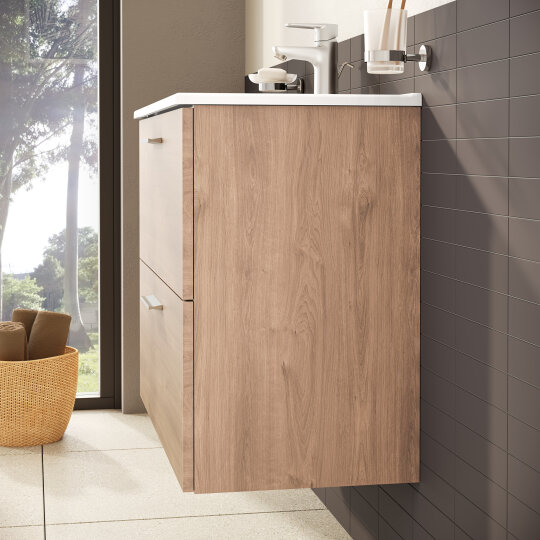 VitrA Mia Demonte Set, 80 cm, Çekmeceli, (Lavabo Dolabı, Aydınlatmalı Ayna), Altın Meşe,67093 - 18