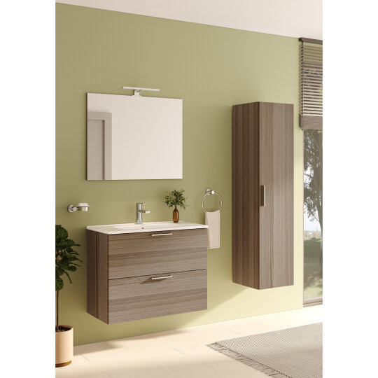 VitrA Mia Demonte Set, 80 cm, Çekmeceli, (Lavabo Dolabı, Aydınlatmalı Ayna), Cordoba,75101 - 7