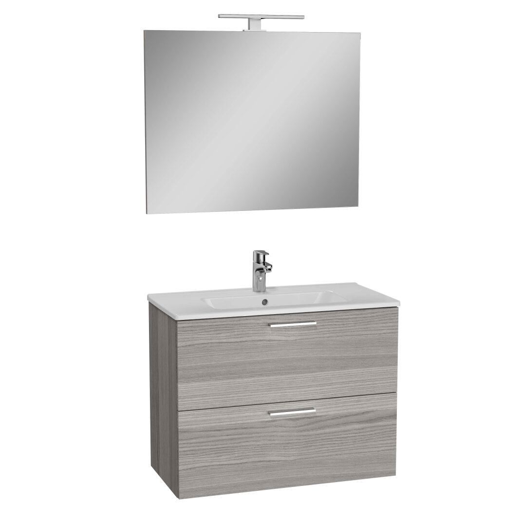 VitrA Mia Demonte Set, 80 cm, Çekmeceli, (Lavabo Dolabı, Aydınlatmalı Ayna), Cordoba,75101 - 1
