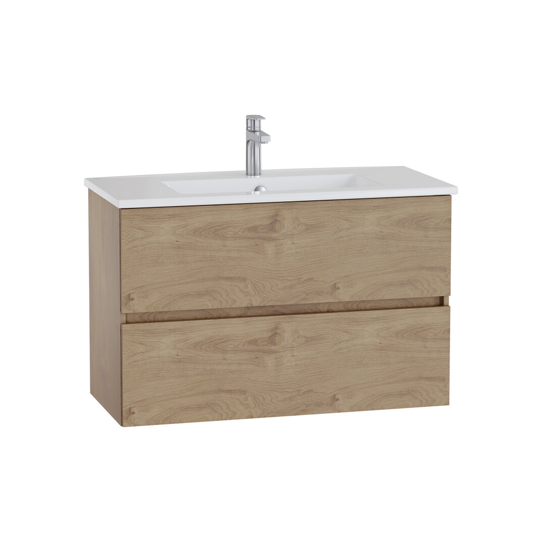 VitrA Mia Plus Square Çift Çekmeceli Lavabo Dolabı, 100 cm, Altın Meşe, 69755 - 1