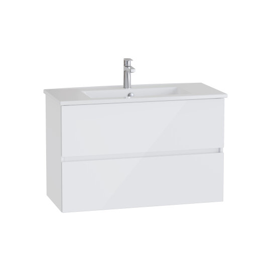 VitrA Mia Plus Square Çift Çekmeceli Lavabo Dolabı, 100 cm, Parlak Beyaz, 69754 - 2