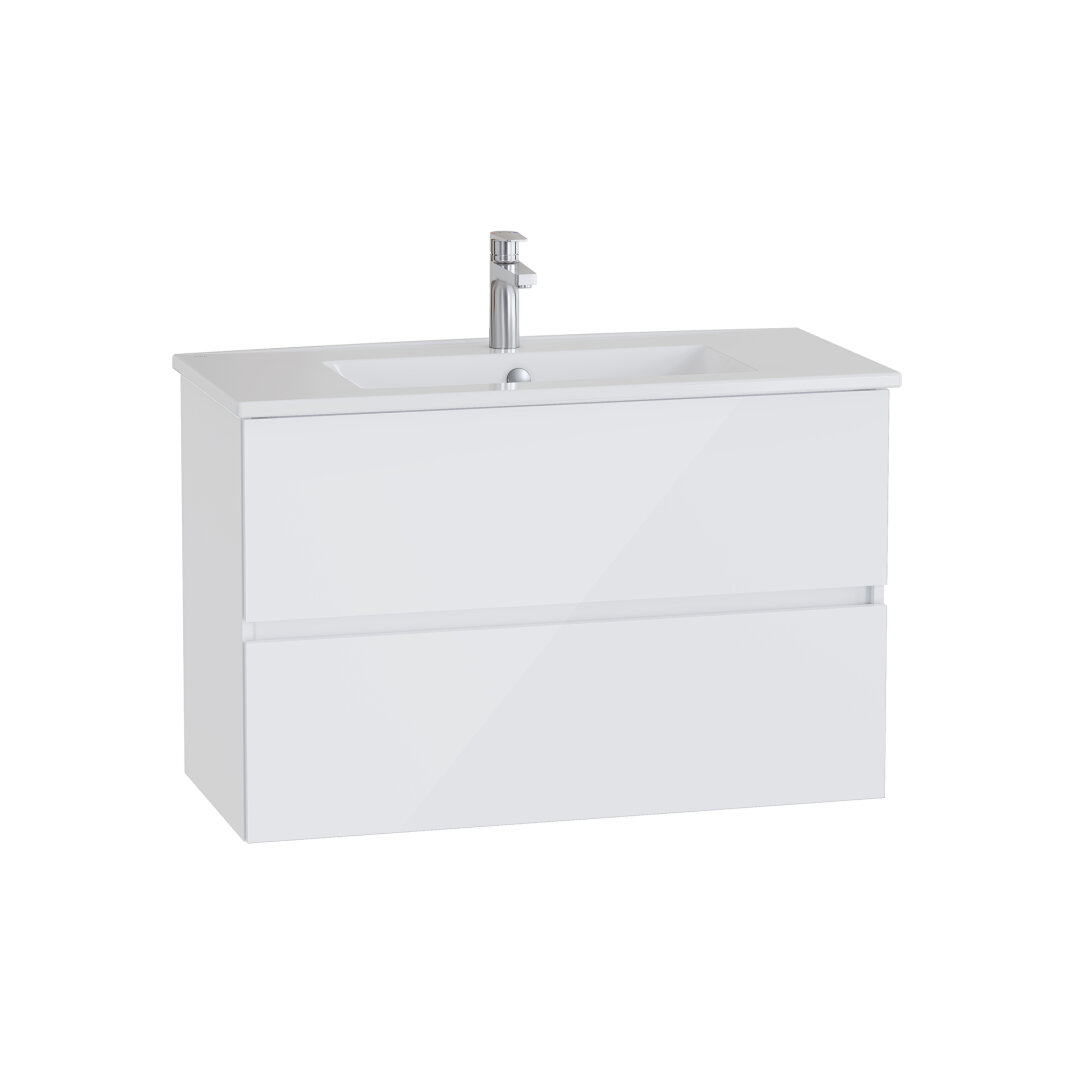 VitrA Mia Plus Square Çift Çekmeceli Lavabo Dolabı, 100 cm, Parlak Beyaz, 69754 - 2
