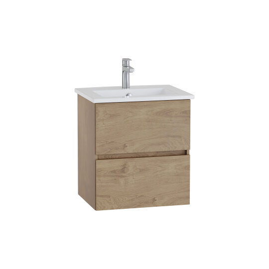 VitrA Mia Plus Square Çift Çekmeceli Lavabo Dolabı, 60 cm, Altın Meşe, 69731