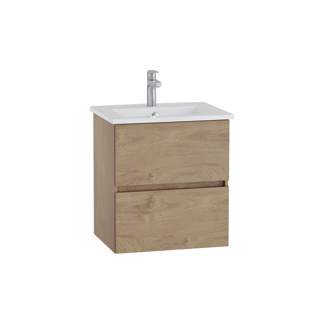 VitrA Mia Plus Square Çift Çekmeceli Lavabo Dolabı, 60 cm, Altın Meşe, 69731 - 1