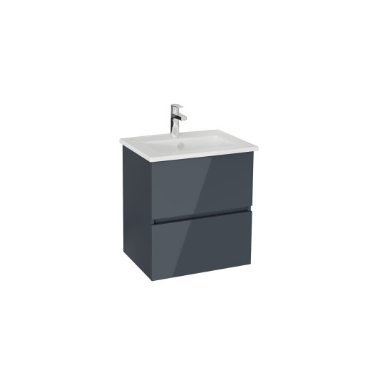 VitrA Mia Plus Square Çift Çekmeceli Lavabo Dolabı, 60 cm, Parlak Antrasit, 69729