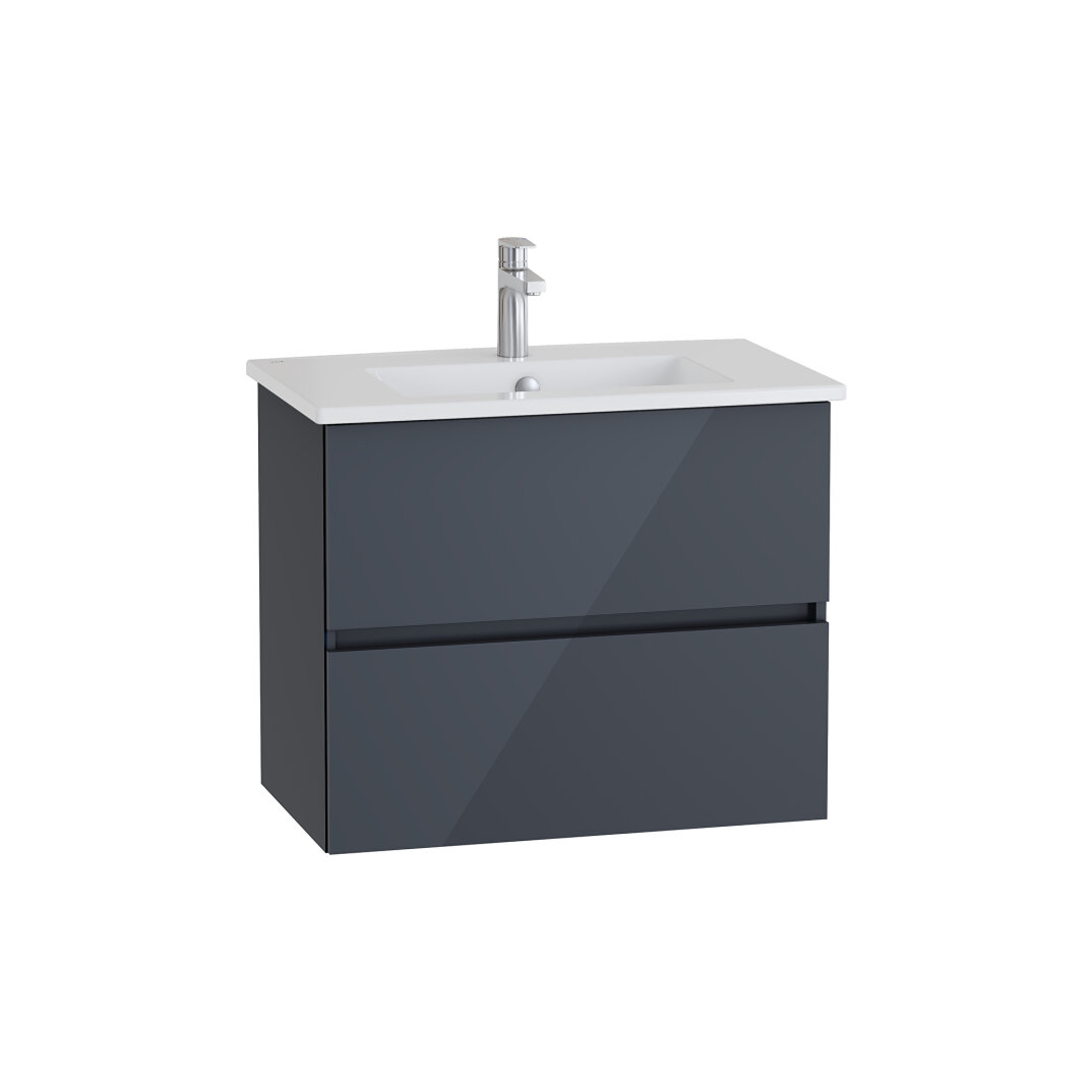 VitrA Mia Plus Square Çift Çekmeceli Lavabo Dolabı, 80 cm, Parlak Antrasit, 69741 - 2