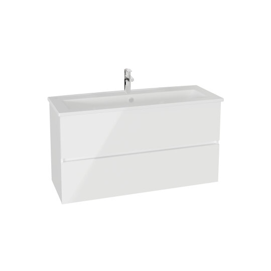 VitrA Mia Plus Square Çift Çekmeceli Lavabo Dolabı, Tek Armatür Delikli Lavabolu, 120 cm, Parlak Beyaz,80584 - 2