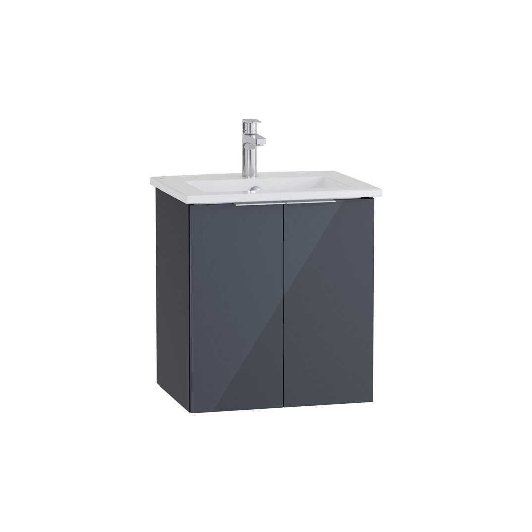 VitrA Mia Plus Square Kapaklı Lavabo Dolabı, 60 cm, Parlak Antrasit,69711 - 2