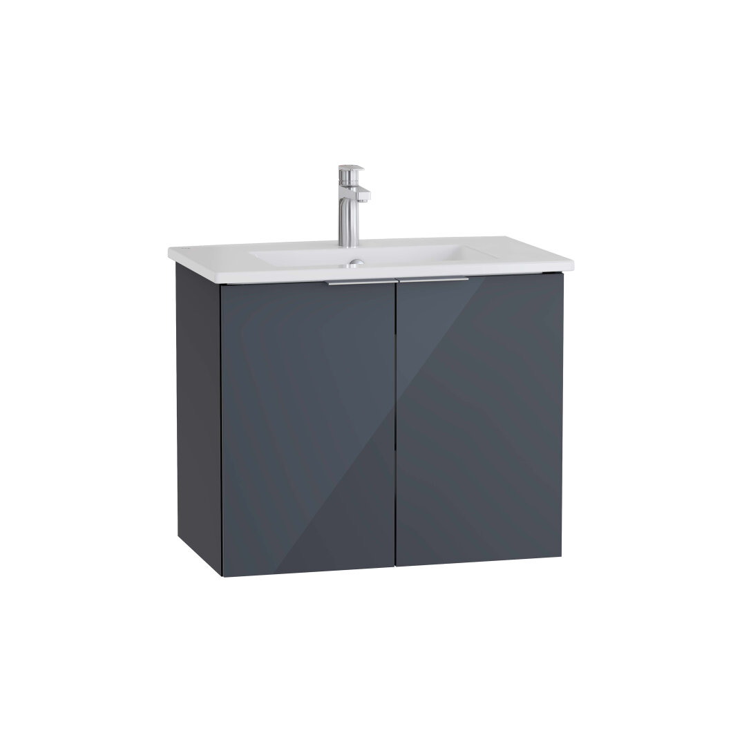 VitrA Mia Plus Square Kapaklı Lavabo Dolabı, 80 cm, Parlak Antrasit,69720 - 1