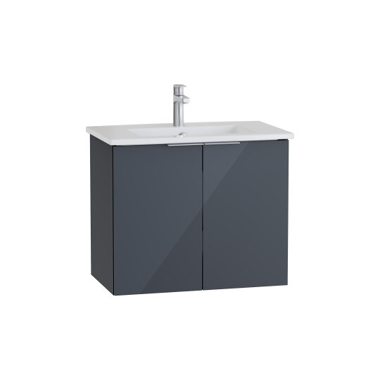 VitrA Mia Plus Square Kapaklı Lavabo Dolabı, 80 cm, Parlak Antrasit,69720 - 2