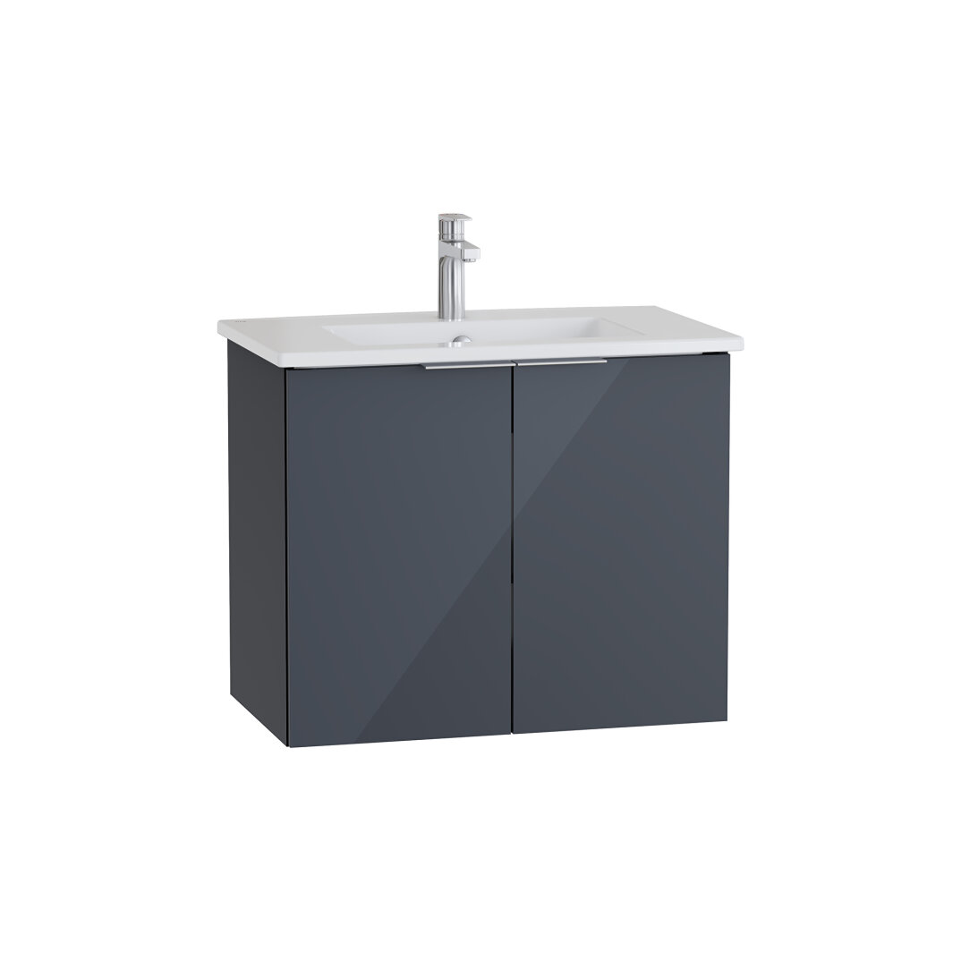 VitrA Mia Plus Square Kapaklı Lavabo Dolabı, 80 cm, Parlak Antrasit,69720 - 2