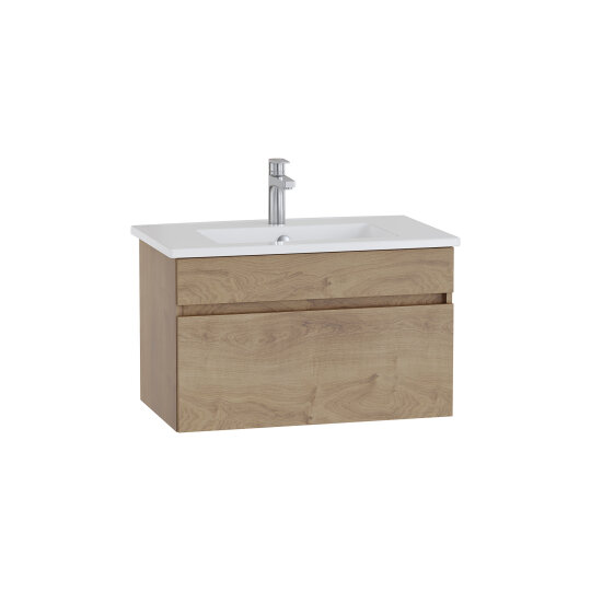 VitrA Mia Plus Square Tek Çekmeceli Lavabo Dolabı, 80 cm, Altın Meşe, 69776