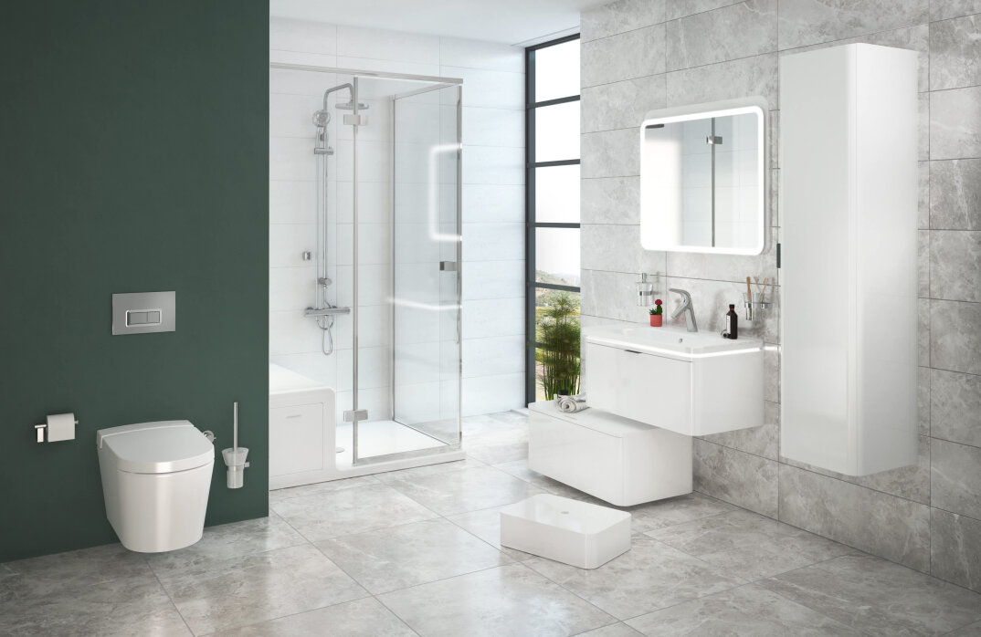 VitrA Nest Rim-Ex Kanalsız Asma Klozet, Entegre Termostatik Ara Musluklu,5176B003-7211 - 2