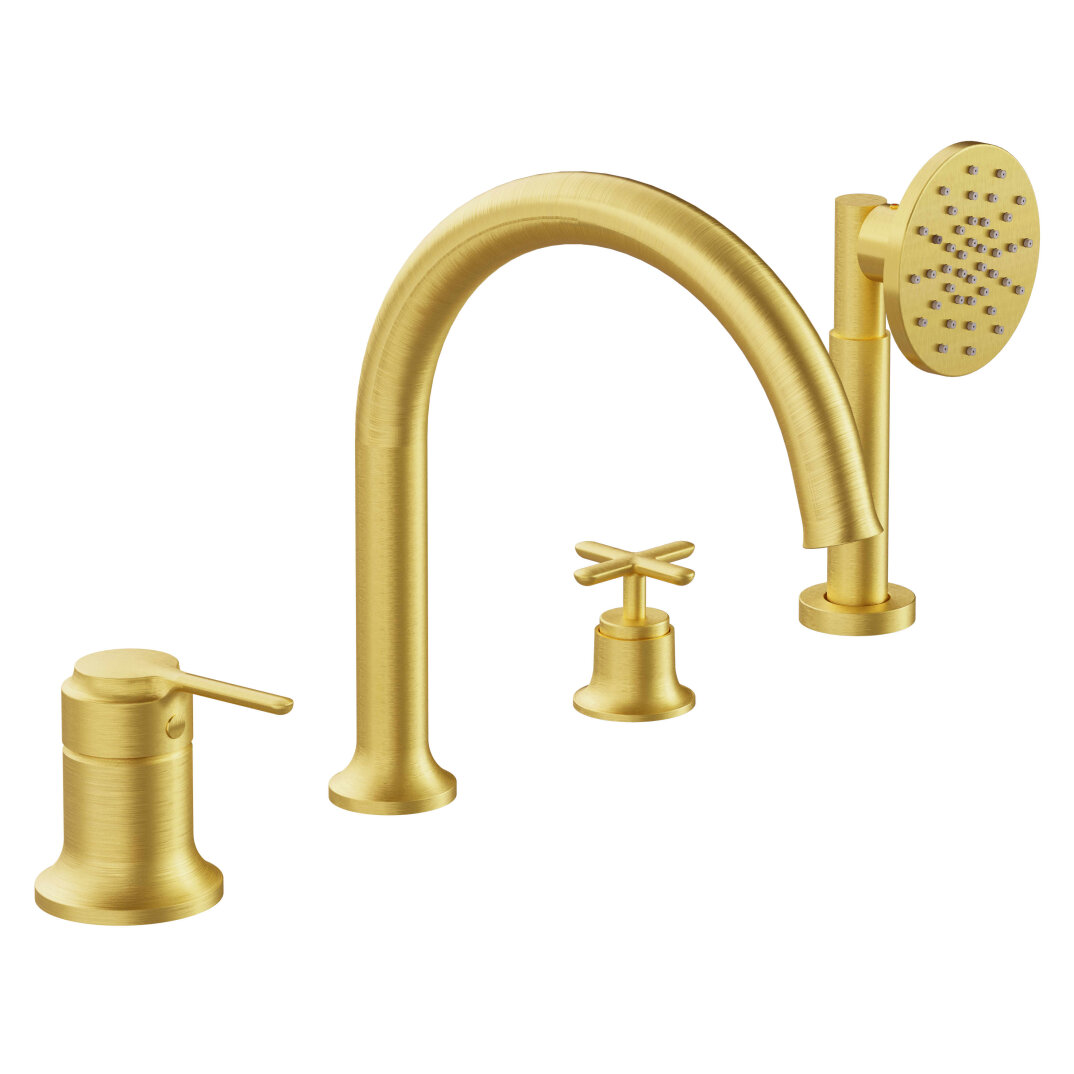 VitrA Origin Classic 4 Delikli Küvet Bataryası, El Duşlu, Fırçalı Altın,A4290025 - 1