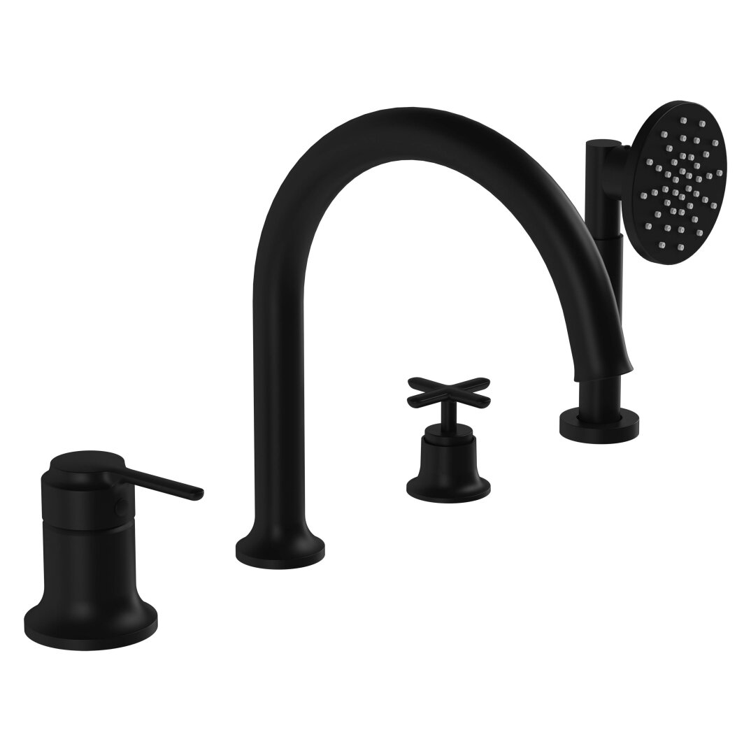 VitrA Origin Classic 4 Delikli Küvet Bataryası, El Duşlu, Mat Siyah,A4290036 - 1