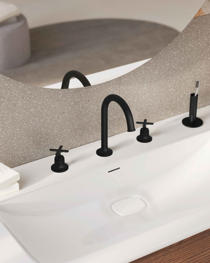 Vitra Origin Classic Ankastre Lavabo Bataryası (3 Delikli Lavabolar İçin) Mat Siyah A4289136 - 4
