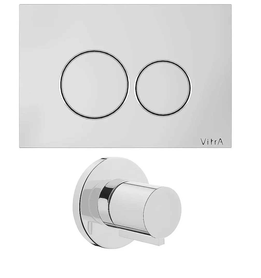 VitrA Origin Kumanda Paneli Seti (Kumanda Paneli + Stop Valf Sıva Üstü Grubu), Parlak Krom, 800-2033 - 1