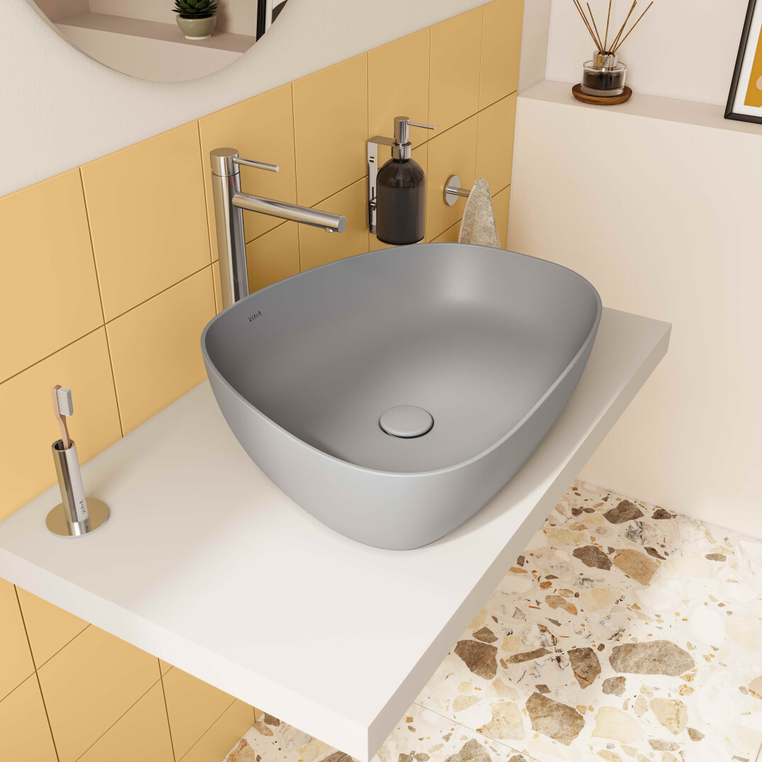 VitrA Outline Asimetrik Çanak Lavabo, 56 cm, Mat Taş Gri,5991B476-0016 - 2
