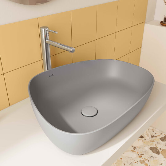 VitrA Outline Asimetrik Çanak Lavabo, 56 cm, Mat Taş Gri,5991B476-0016 - 4