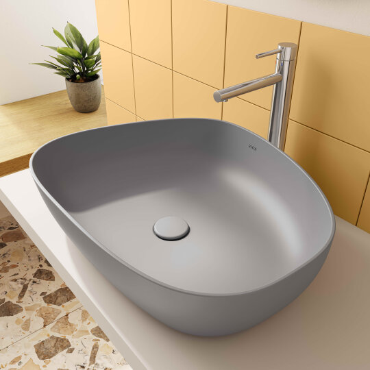 VitrA Outline Asimetrik Çanak Lavabo, 56 cm, Mat Taş Gri,5991B476-0016 - 5