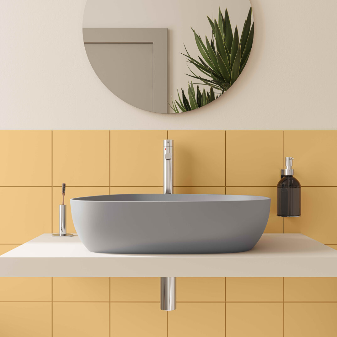 VitrA Outline Asimetrik Çanak Lavabo, 56 cm, Mat Taş Gri,5991B476-0016 - 6