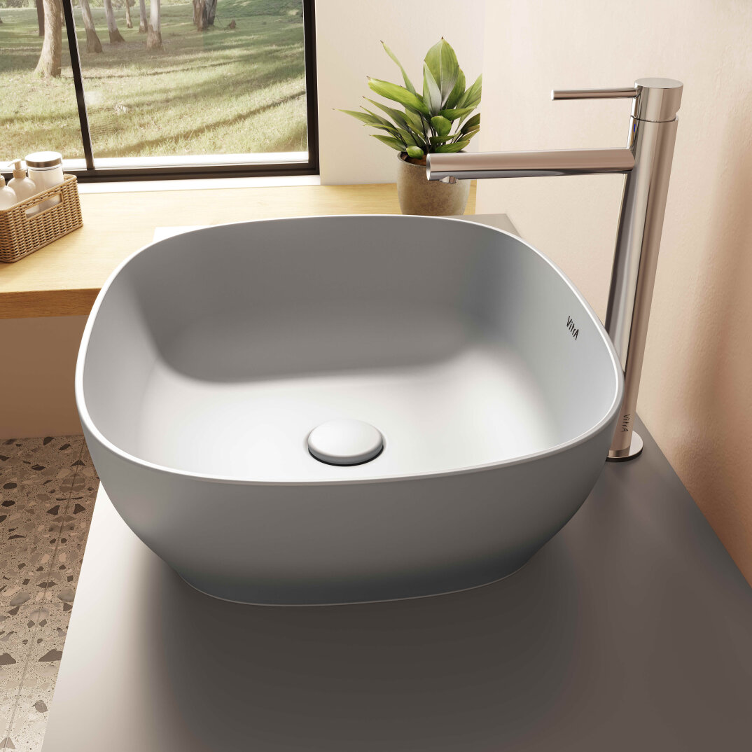 VitrA Outline Kare Çanak Lavabo, 48 cm, Mat Taş Gri,5994B476-0016 - 3