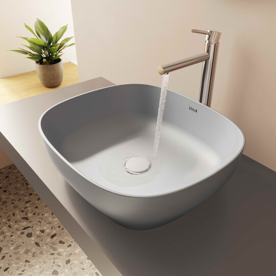 VitrA Outline Kare Çanak Lavabo, 48 cm, Mat Taş Gri,5994B476-0016 - 4